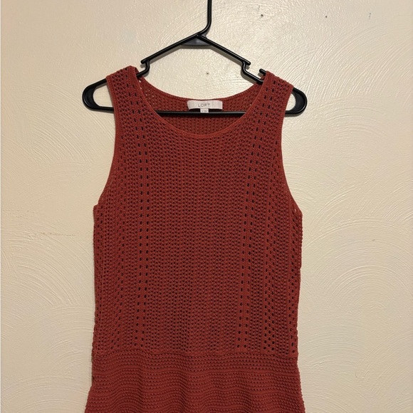 LOFT Brown Ribbed Peplum Tank Top - Picture 1 of 8